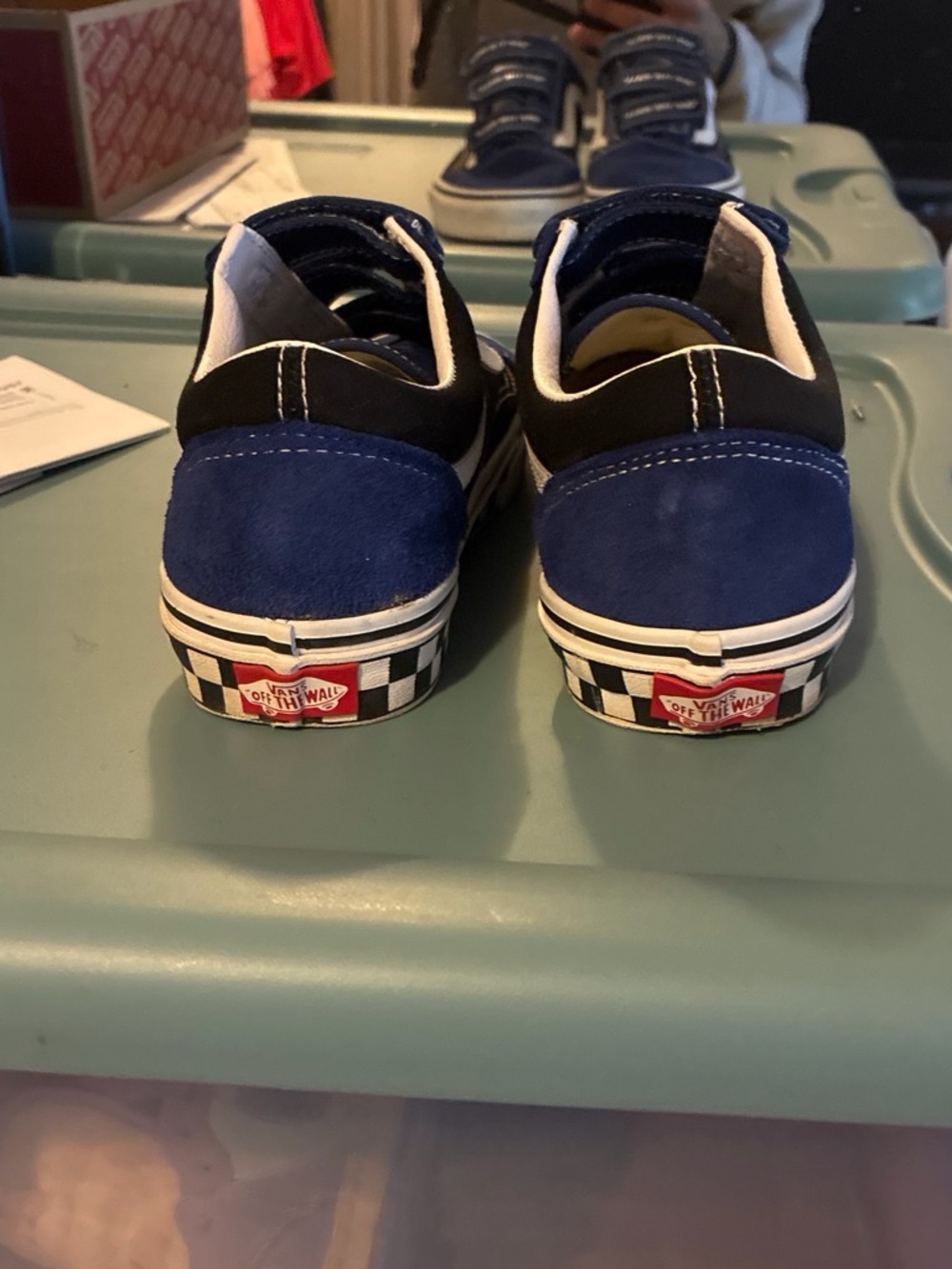 Vans Kids Old Skool Velcro Sneakers - Black, Blue, White - Picture 3 of 7